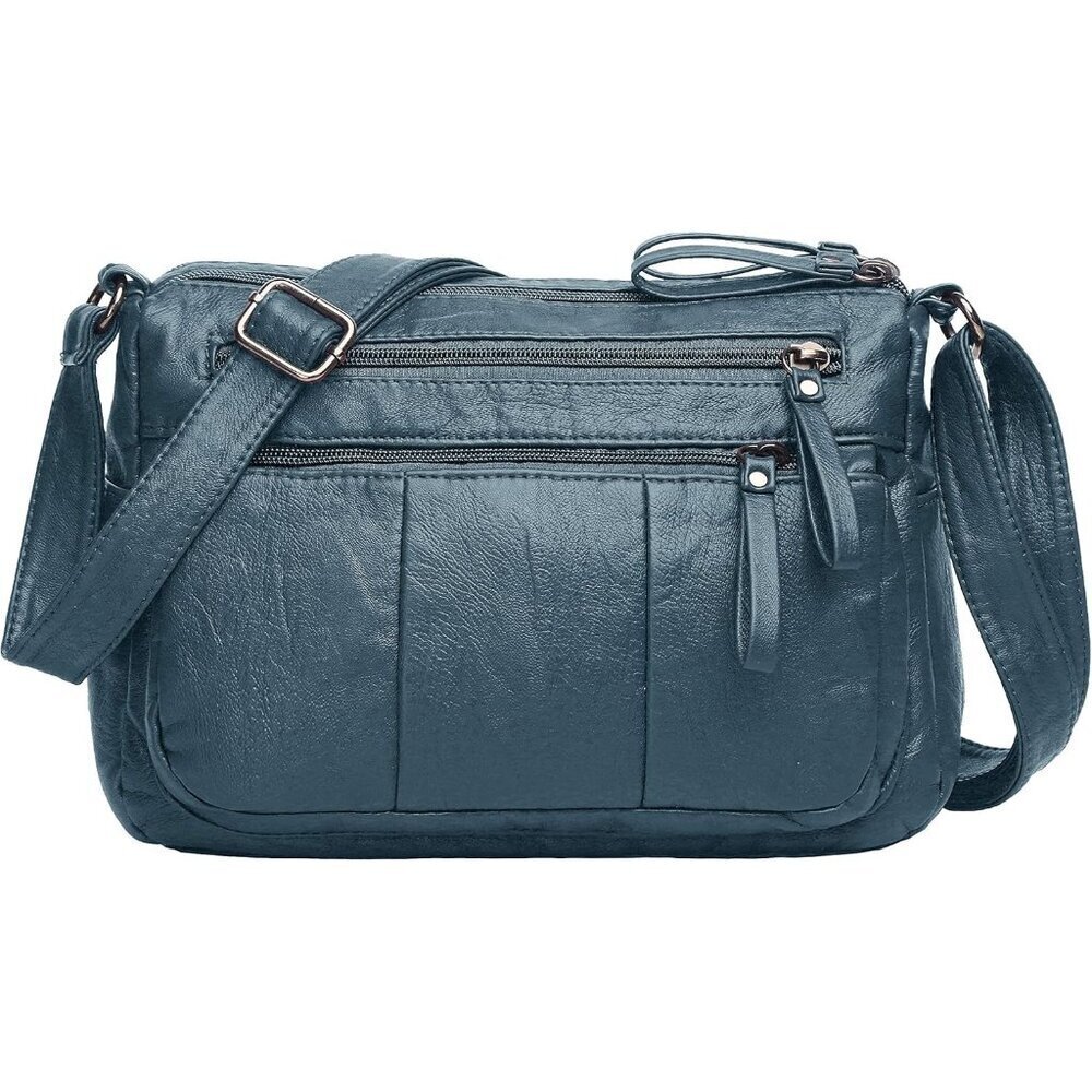 Women's Blue-10.2 Large PU Leather Tote Bag - Fashion Hobo Purse w/Strap